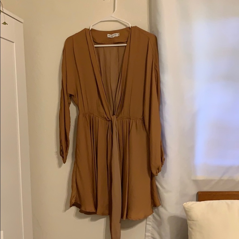 Front tie, low neck dress
